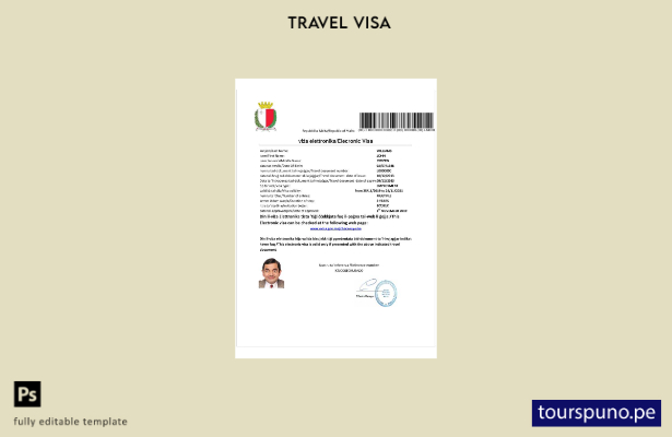 Plantilla de visa electrónica para Malta lista para imprimir